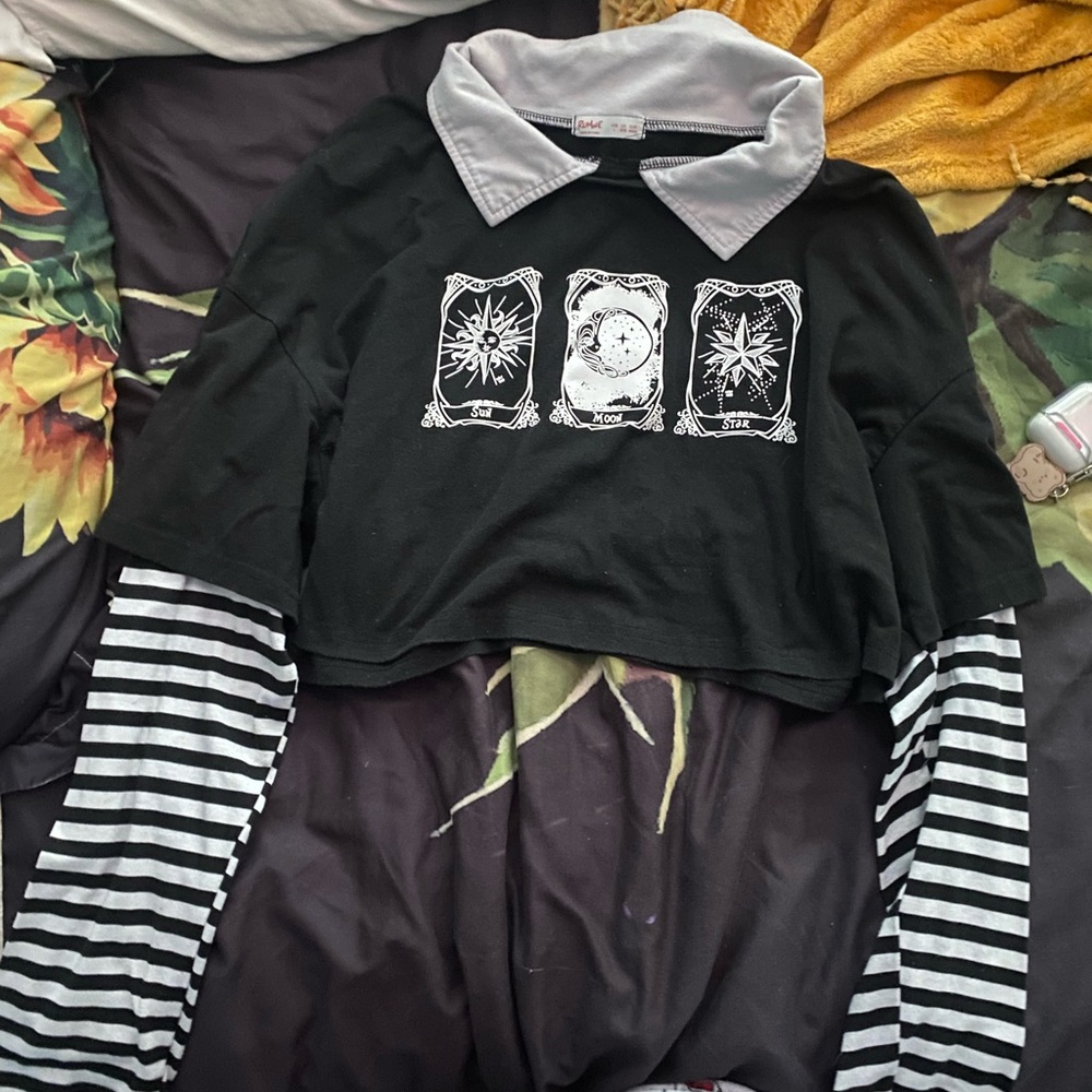 collared tarot card crop top